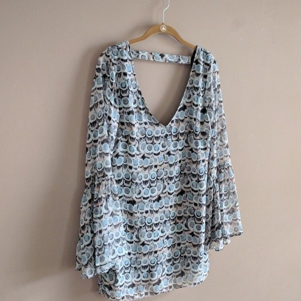Show me your mumu bell sleeve backless mini dress